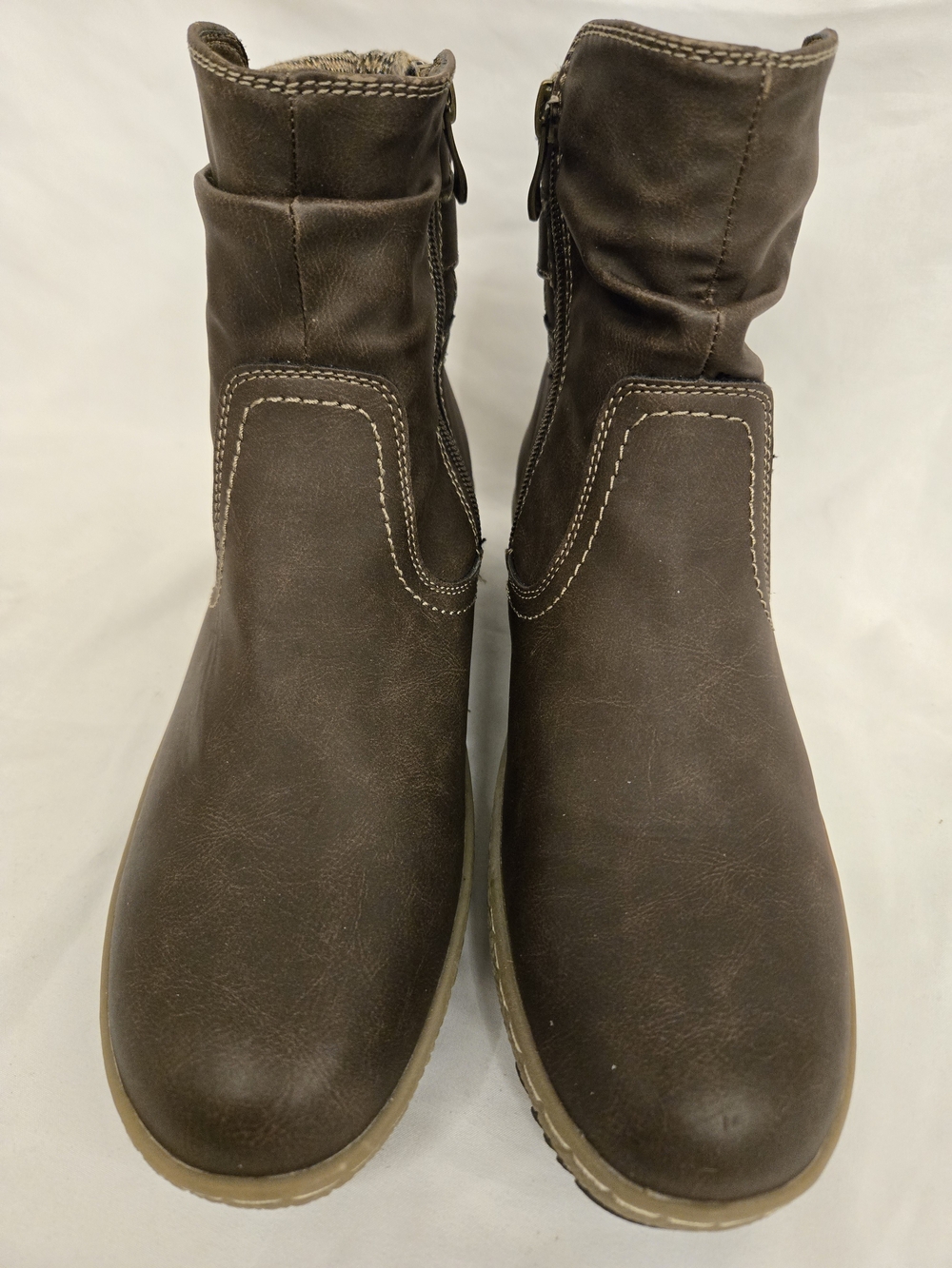 Women's Brown Zip Ankle Booties - Comfortable Everyday Wear